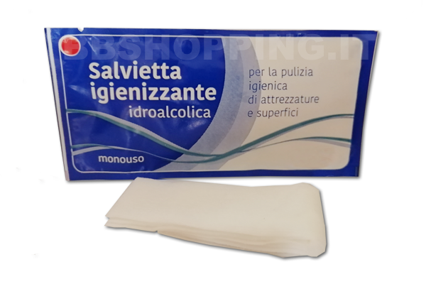 Salviettone igienizzante idroalcolica per superfici 7x14 cm - Salviettine monouso